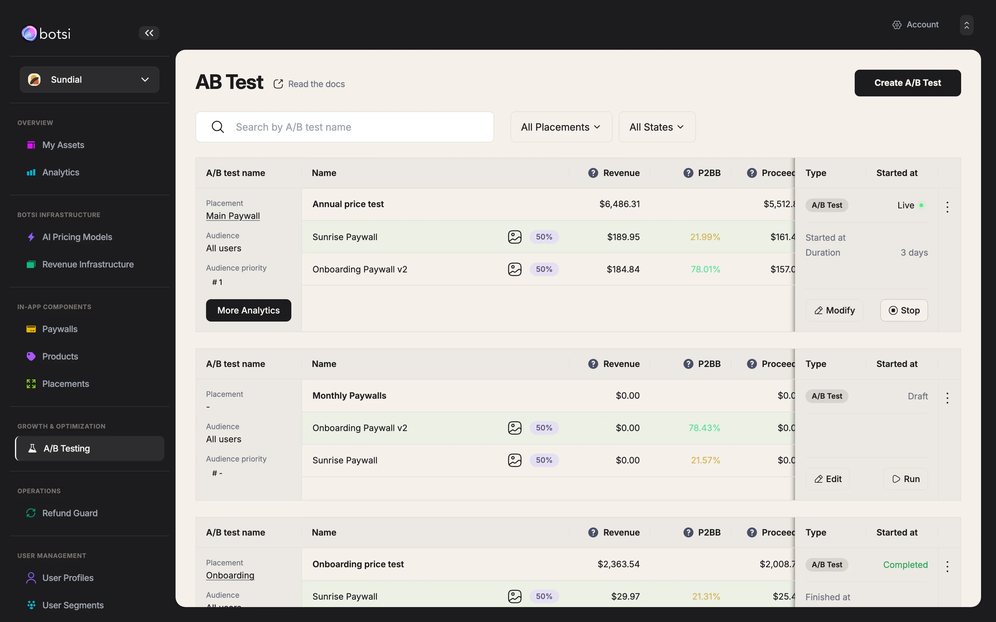 A/B test home screen