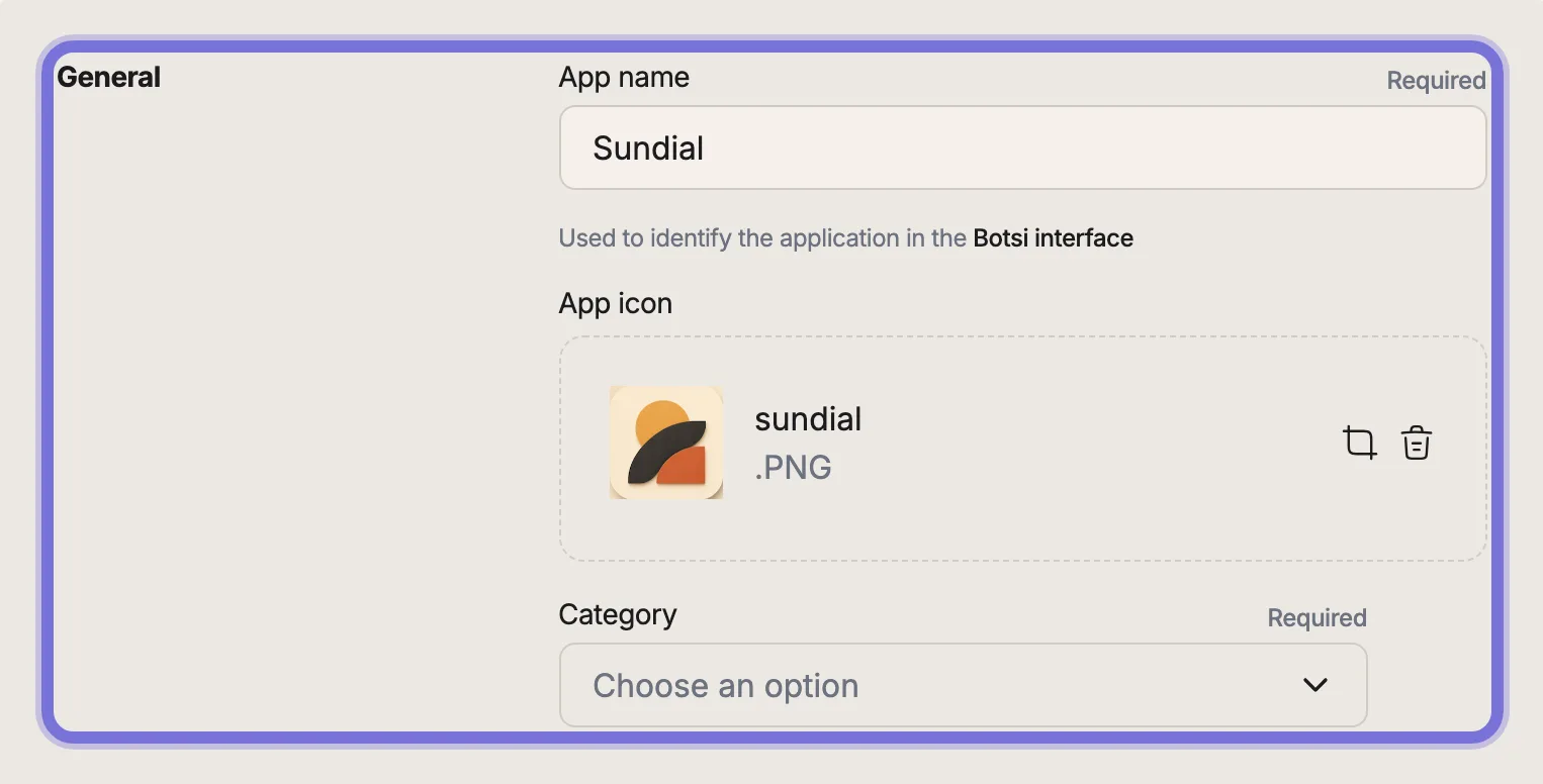 App Settings - General section