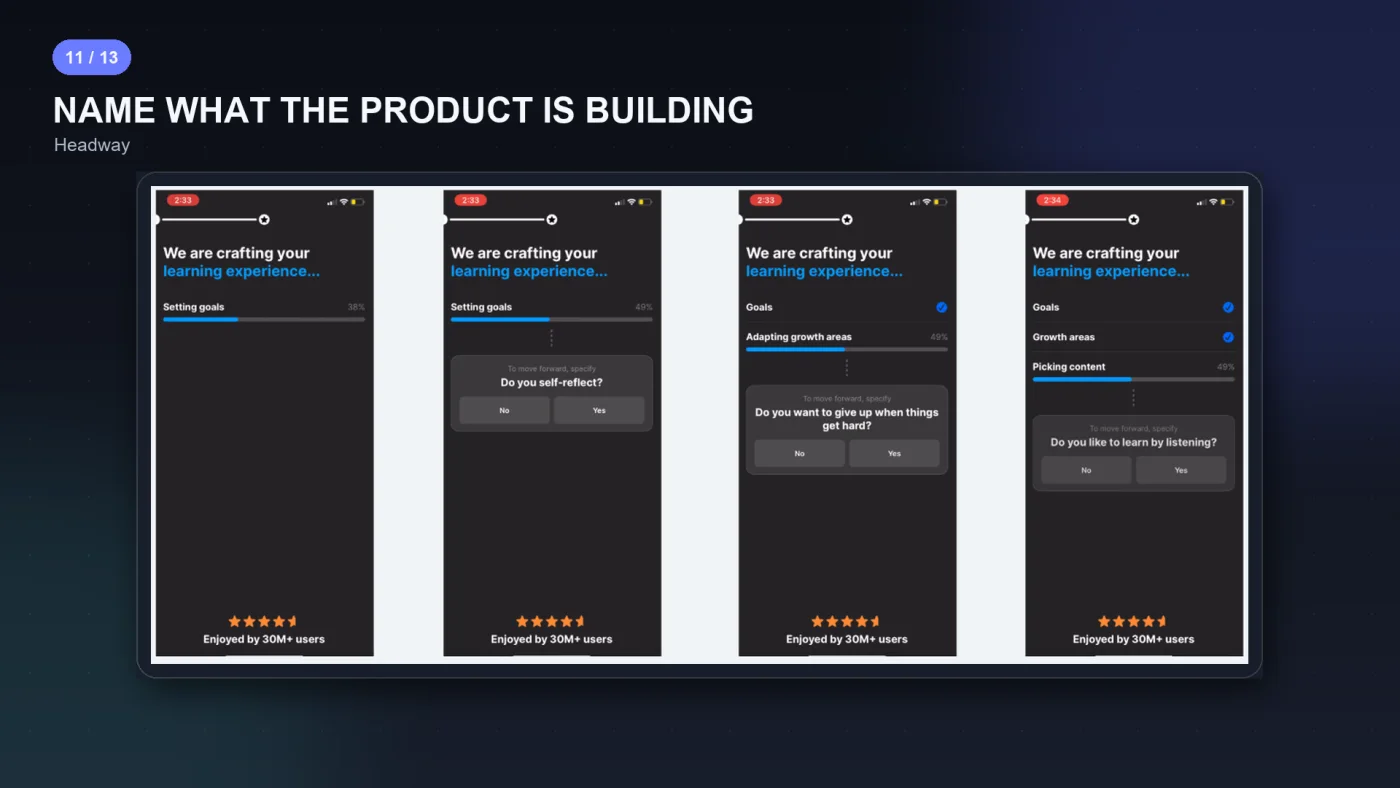A loading screen split into several progress bars, each naming a different part of the plan being built for the user