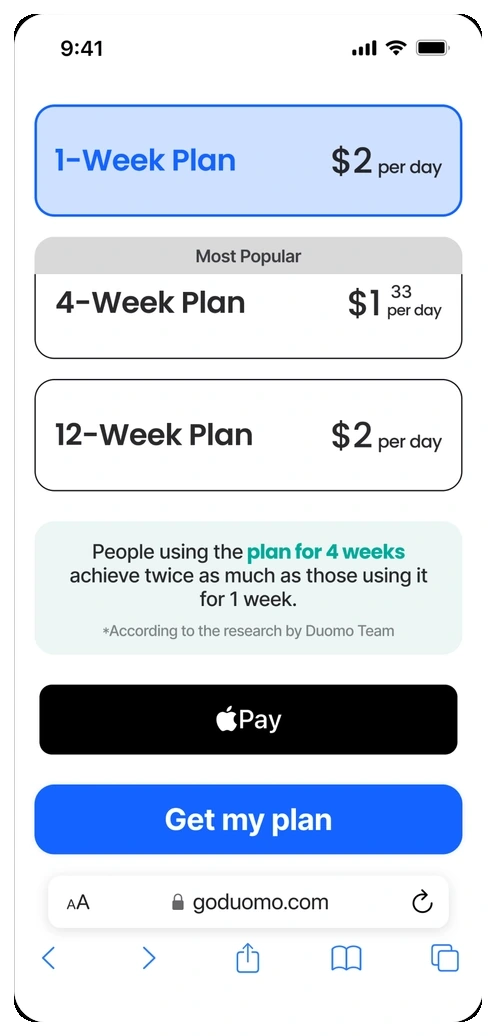 Apple Pay and Google Pay buttons placed above the web checkout form on a web2app paywall