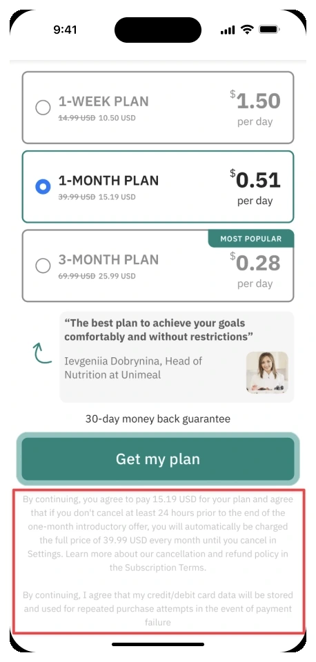 Web2app paywall presenting a paid intro offer instead of a free trial