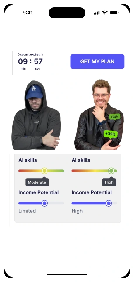Paywall showing a visual projection of the user's outcome based on their quiz goal