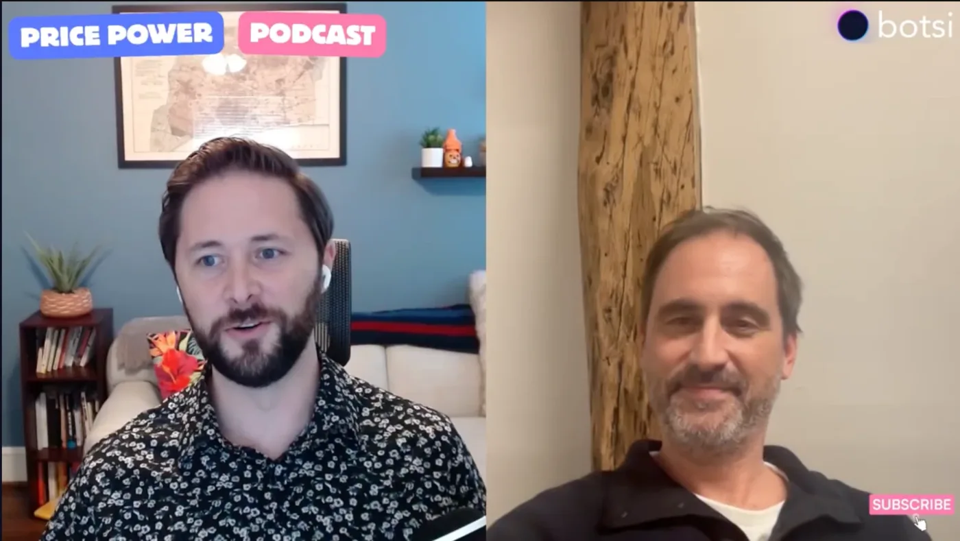 Jacob Rushfinn and Xavier de Baillenx recording the Price Power Podcast episode on scaling creator ads